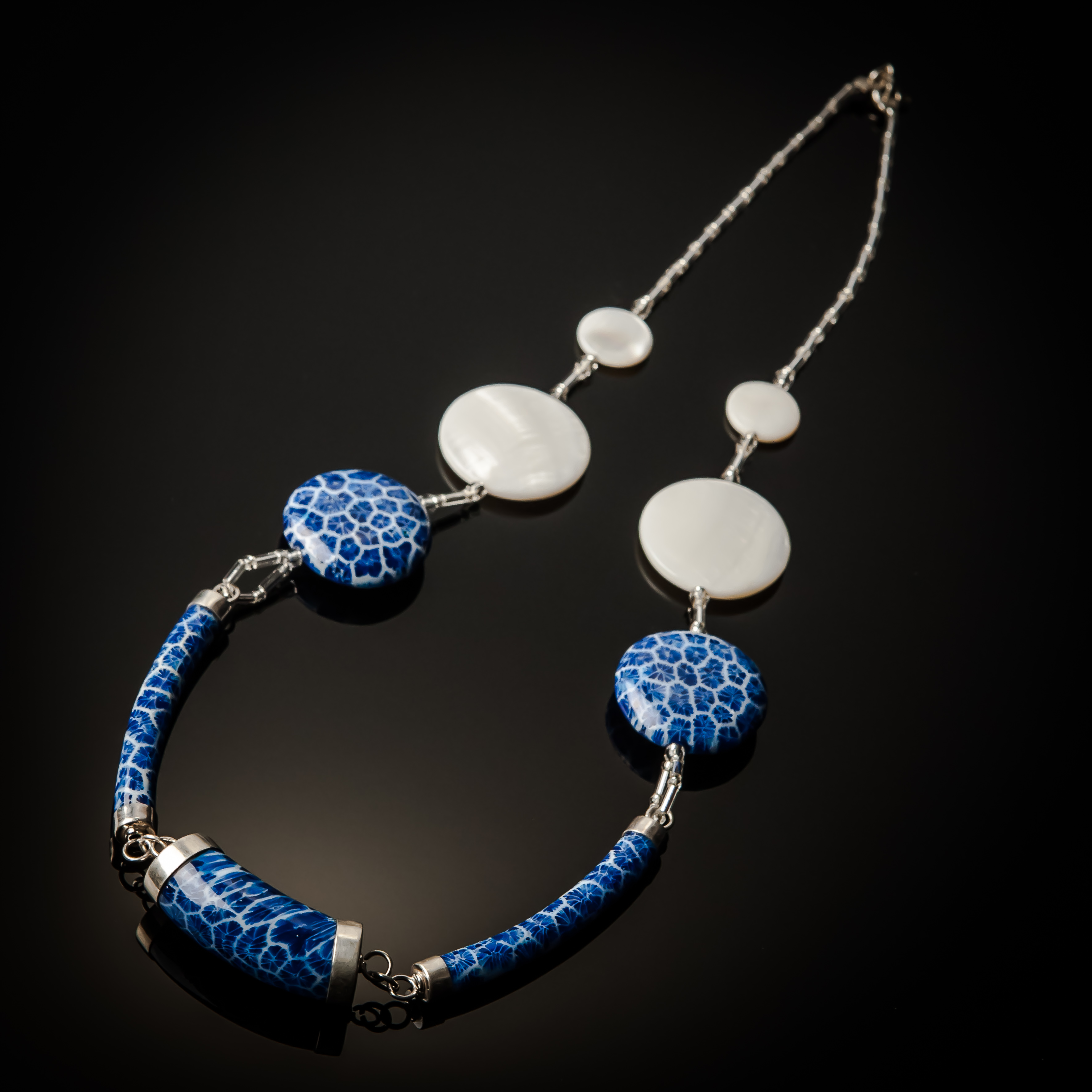 blue coral sterling silver necklace Jinja Jewerly