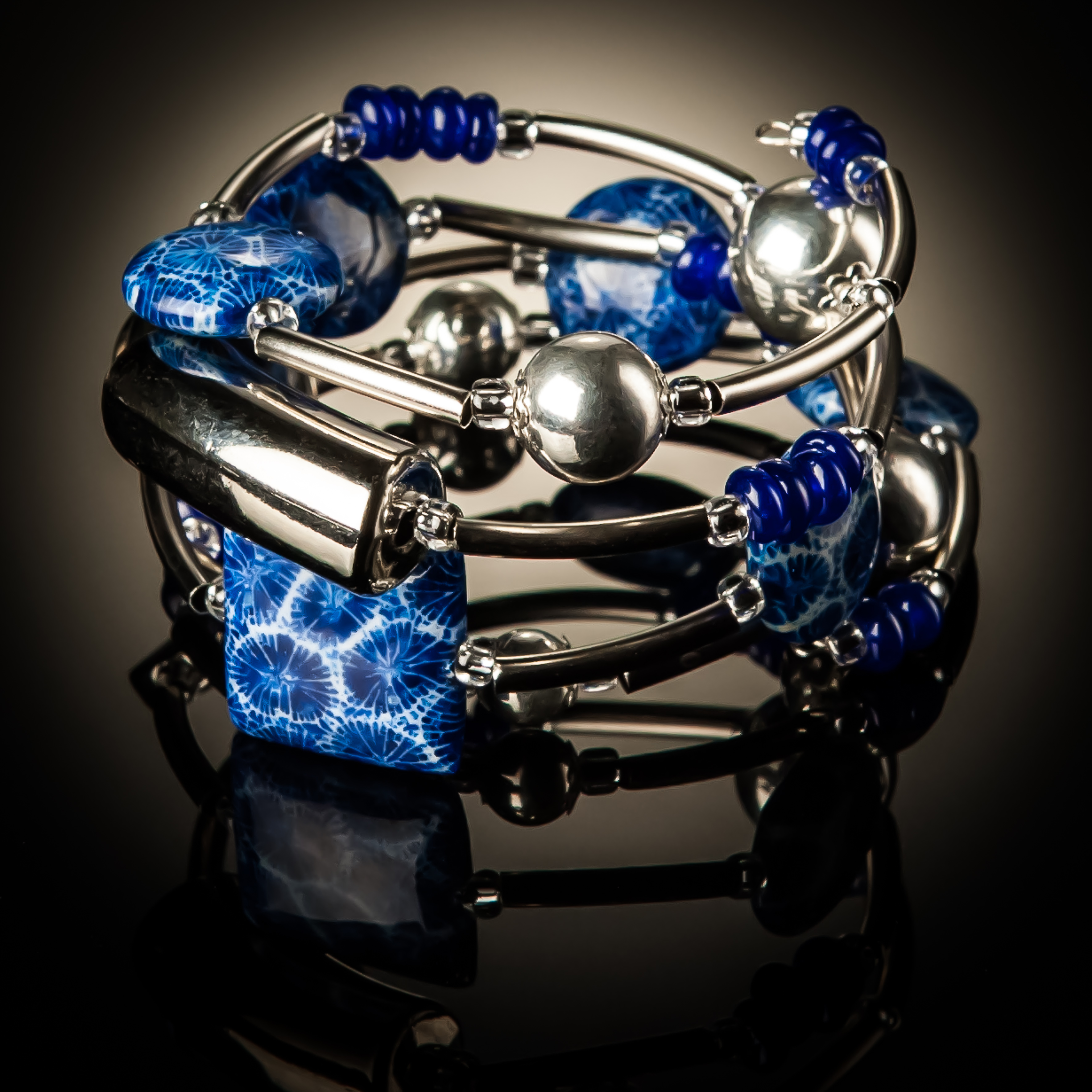 blue coral twist bracelet