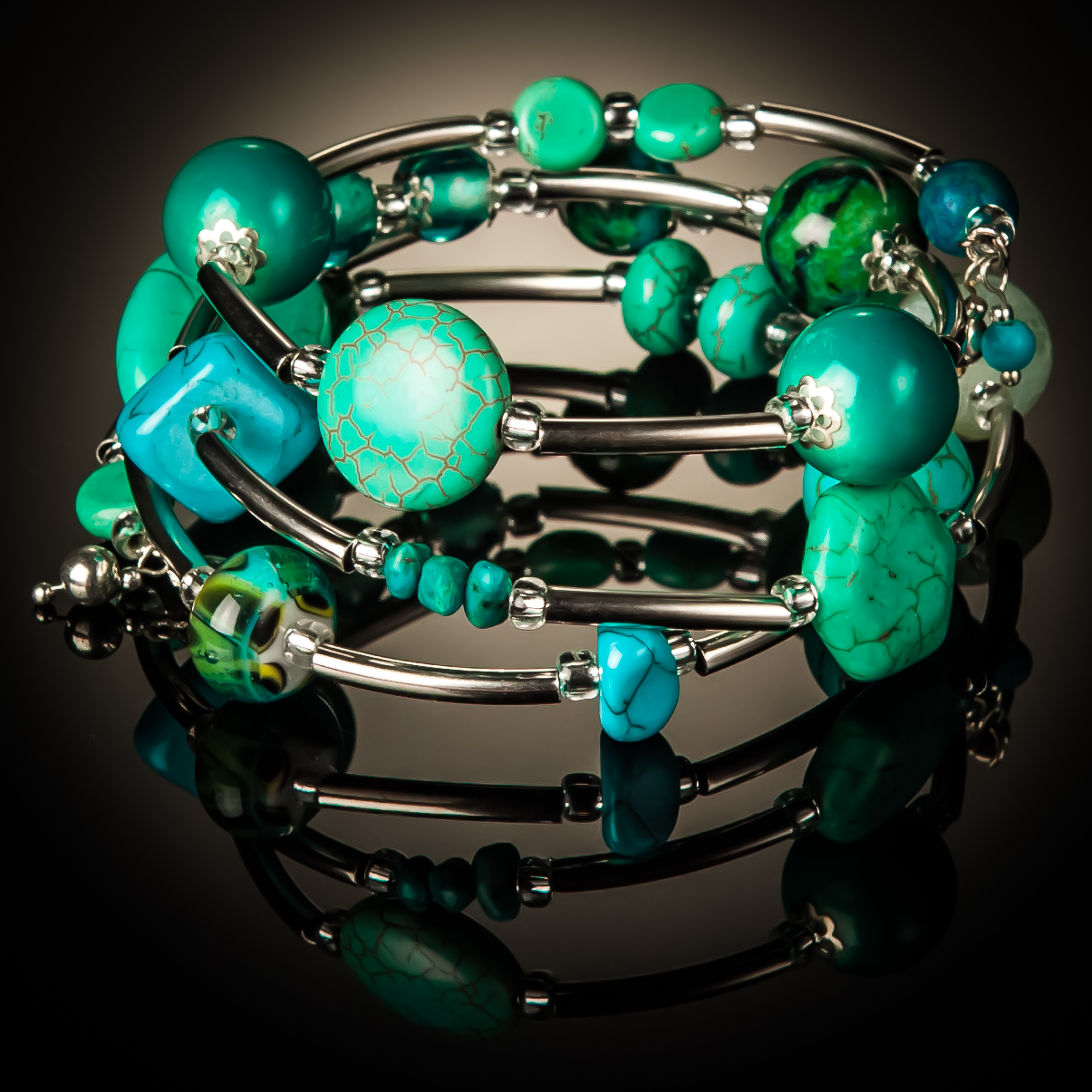turquoise azurite twist bracelet