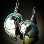 Aqua and White Nautilus Shell Earrings